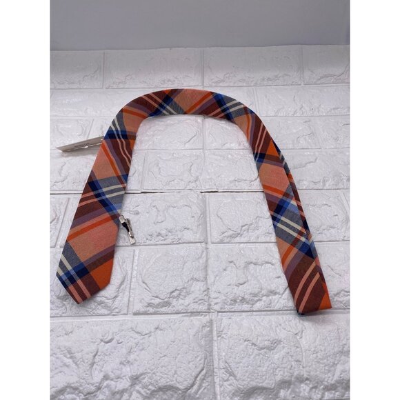 Skinny Tie Madness Mens Plaid Necktie Officer Orange Slim Fit Cotton Tie SKM2128 - Picture 7 of 12